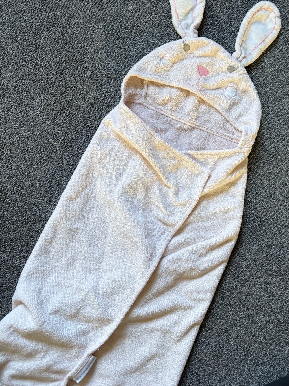 Pottery Barn Bunny Plush Baby Hooded Towel 100% cotton